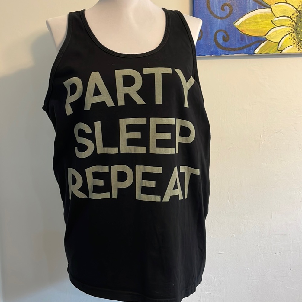 Jac Vanek-tank PARTY SLEEP REPEAT-100% organic cotton